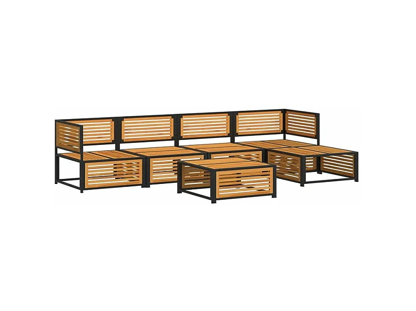 Salon de jardin avec coussins 6 pcs bois d'acacia solide