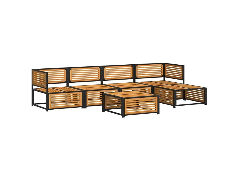 Salon de jardin avec coussins 6 pcs bois d'acacia solide