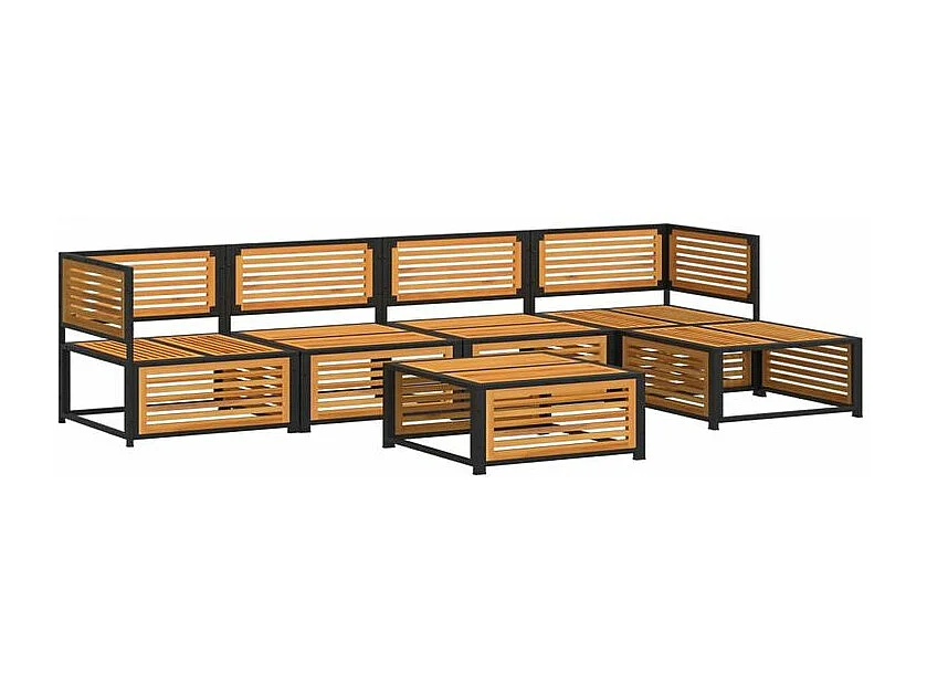 Salon de jardin avec coussins 6 pcs bois d'acacia solide