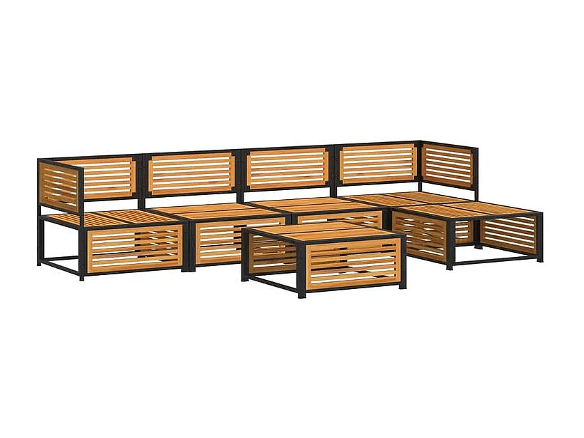 Salon de jardin avec coussins 6 pcs bois d'acacia solide