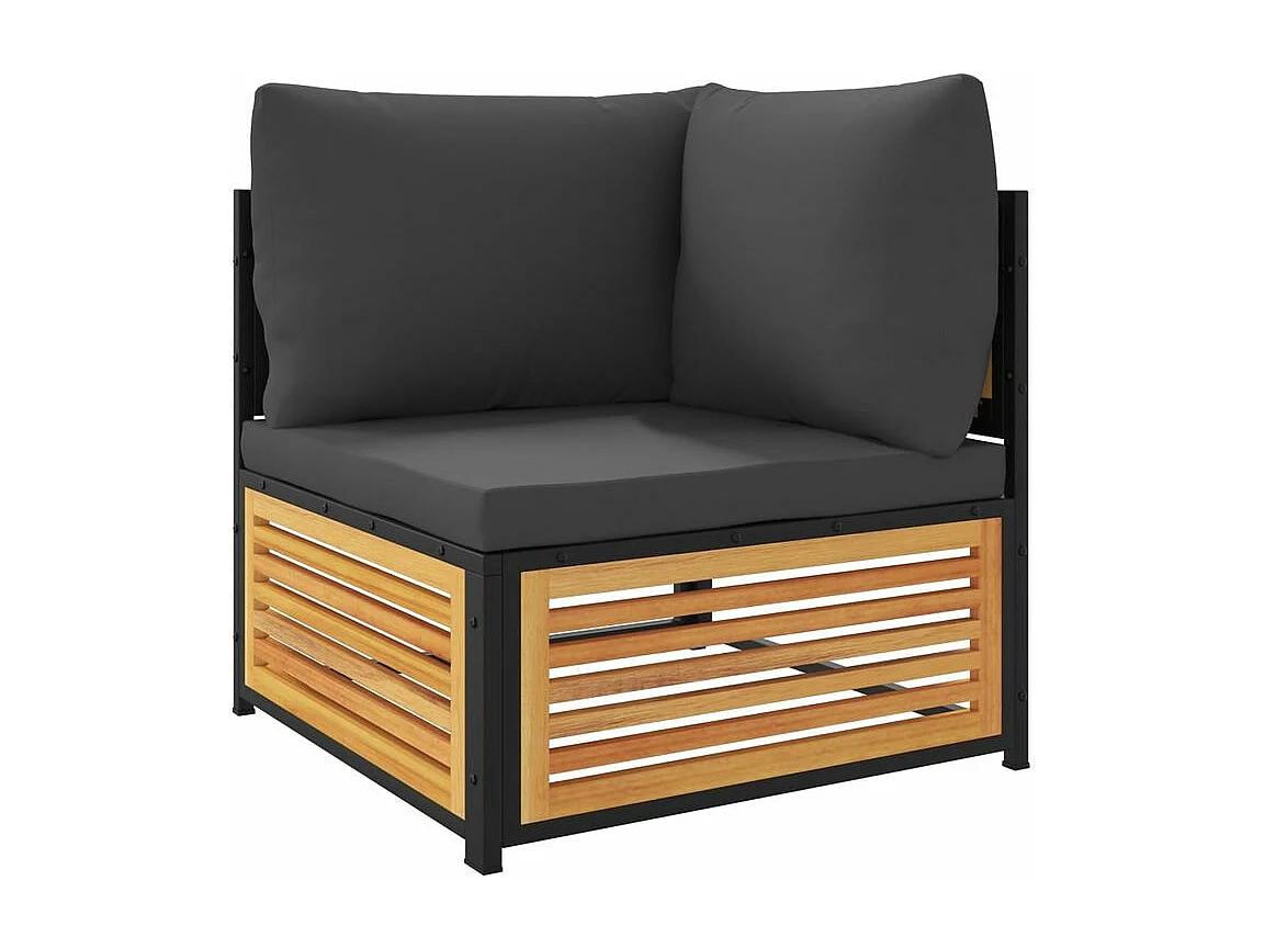 Salon de jardin avec coussins 6 pcs bois d'acacia solide