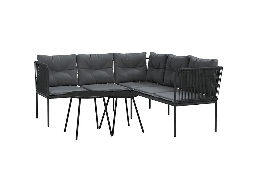 Ensemble de canapés de jardin et coussins noir acier textilène