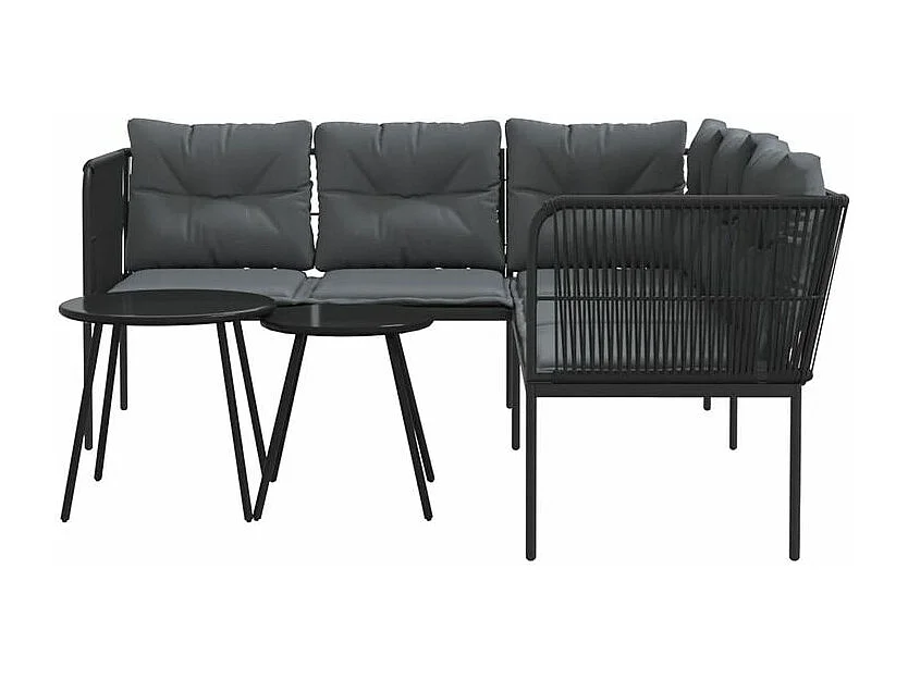 Ensemble de canapés de jardin et coussins noir acier textilène