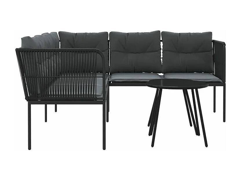 Ensemble de canapés de jardin et coussins noir acier textilène