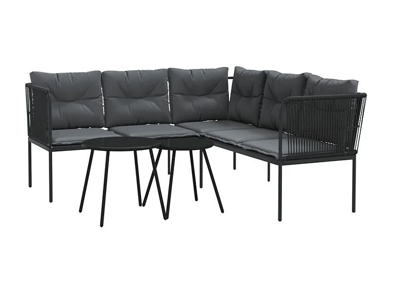 Ensemble de canapés de jardin et coussins noir acier textilène