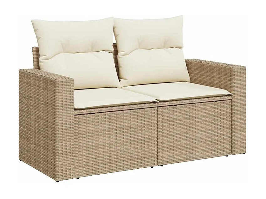 Salon de jardin avec coussins 6 pcs beige résine tressée