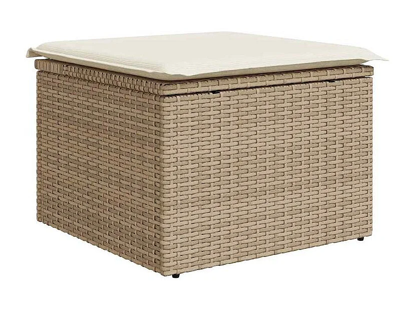 Salon de jardin avec coussins 6 pcs beige résine tressée
