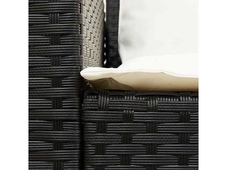 Canapé de jardin avec coussins Noir Résine tressée