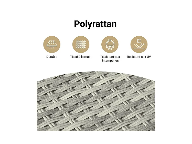 Salon de jardin avec coussins 3 pcs gris clair résine tressée