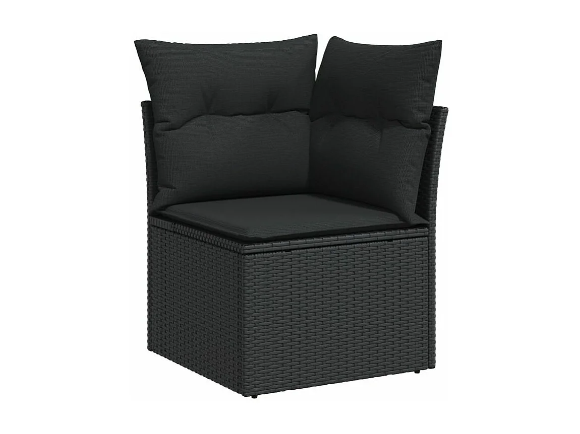 Salon de jardin 8 pcs avec coussins noir résine tressée