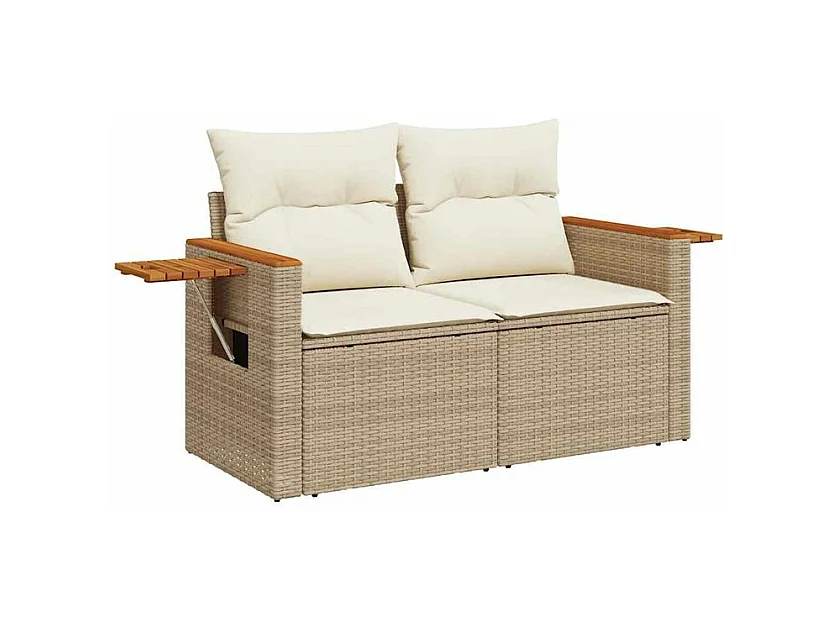 Salon de jardin avec coussins 6 pcs beige résine tressée