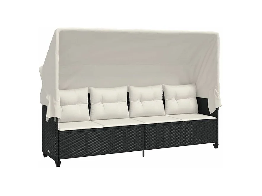 Salon de jardin 5 pcs avec coussins noir résine tressée