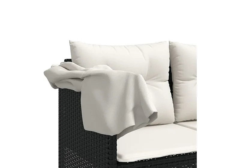 Salon de jardin 5 pcs avec coussins noir résine tressée