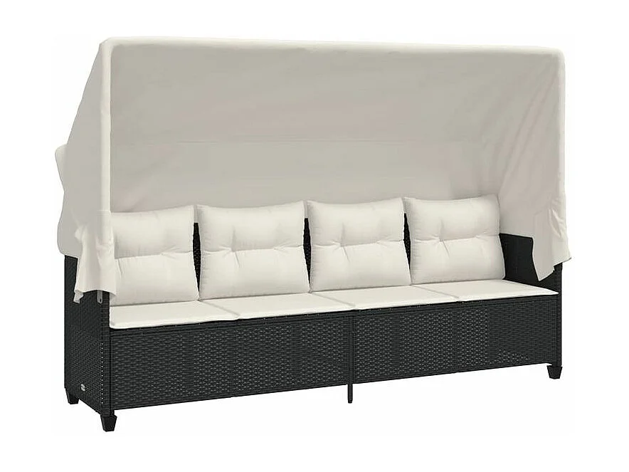 Salon de jardin 5 pcs avec coussins noir résine tressée