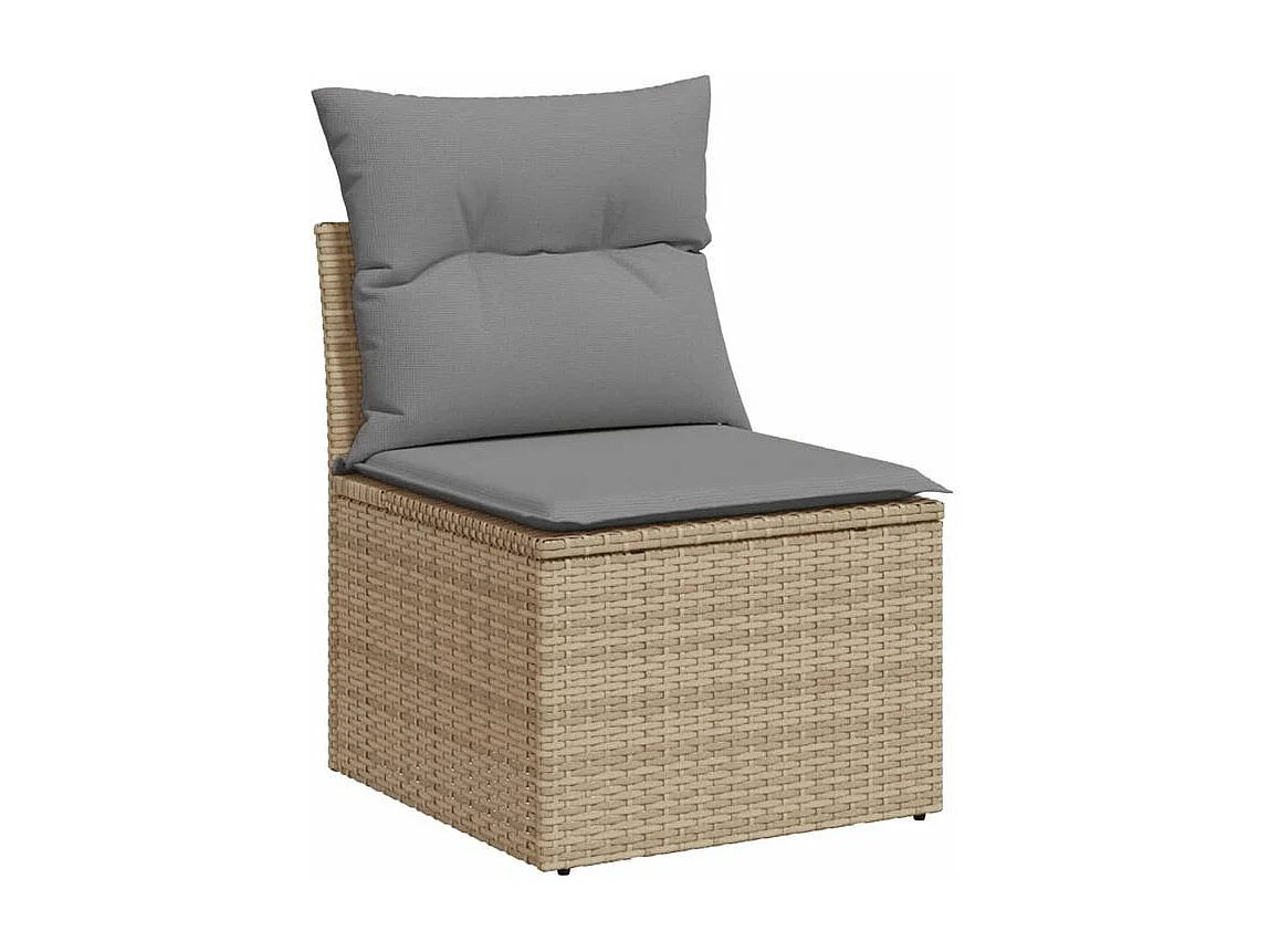 Salon de jardin avec coussins 9 pcs beige résine tressée