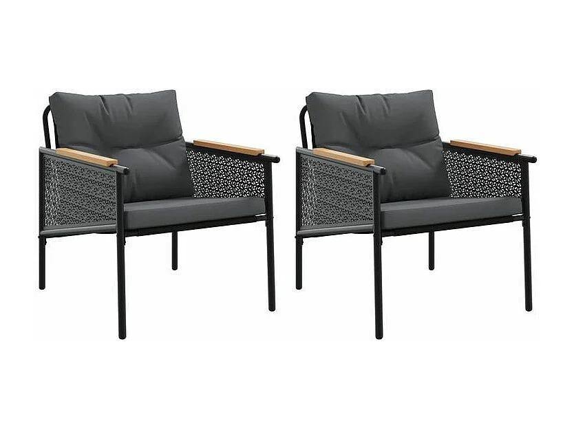 Chaises de jardin avec coussins lot de 2 noir acier