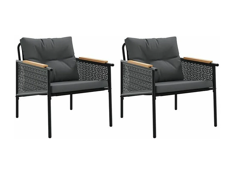 Chaises de jardin avec coussins lot de 2 noir acier