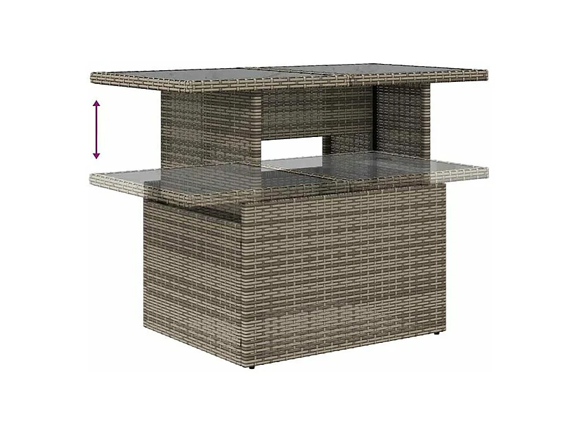 Salon de jardin 6 pcs avec coussins gris résine tressée