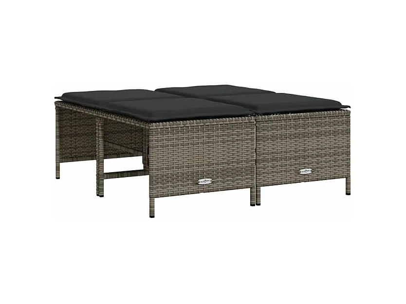 Salon de jardin 5 pcs avec coussins gris résine tressée