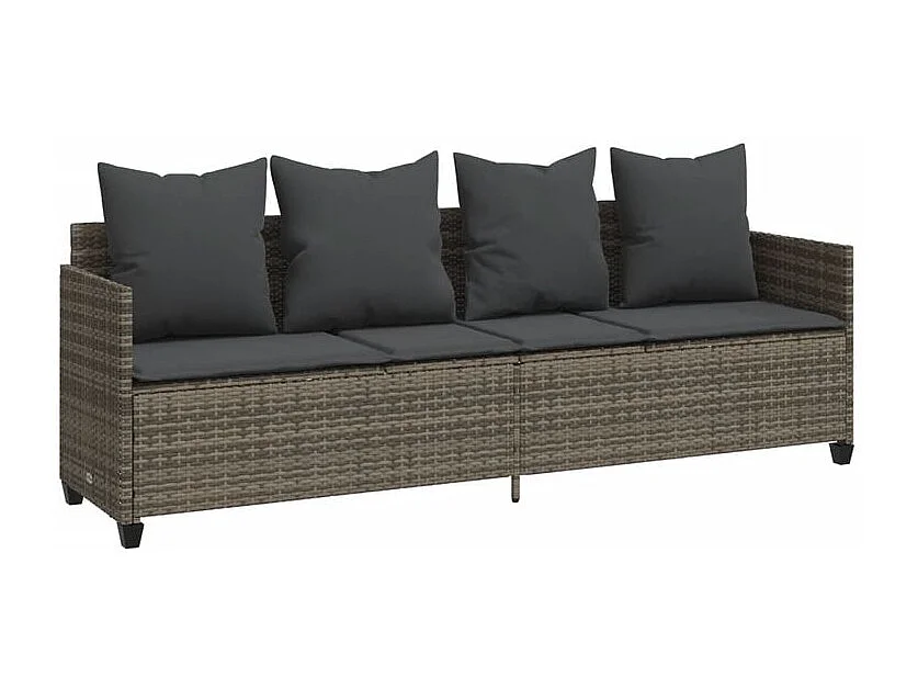 Salon de jardin 5 pcs avec coussins gris résine tressée