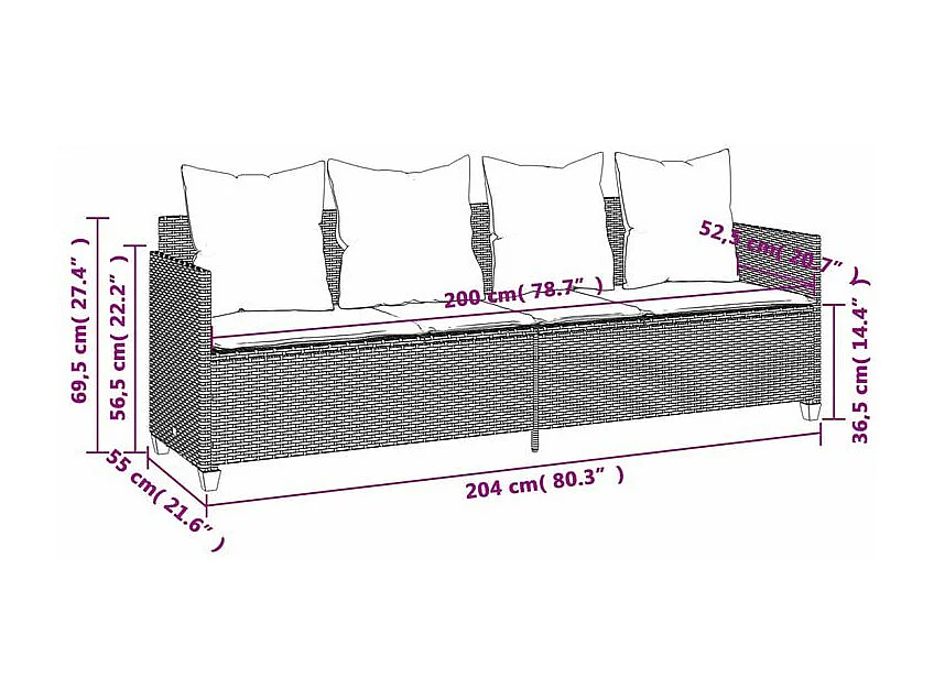 Salon de jardin 5 pcs avec coussins gris résine tressée