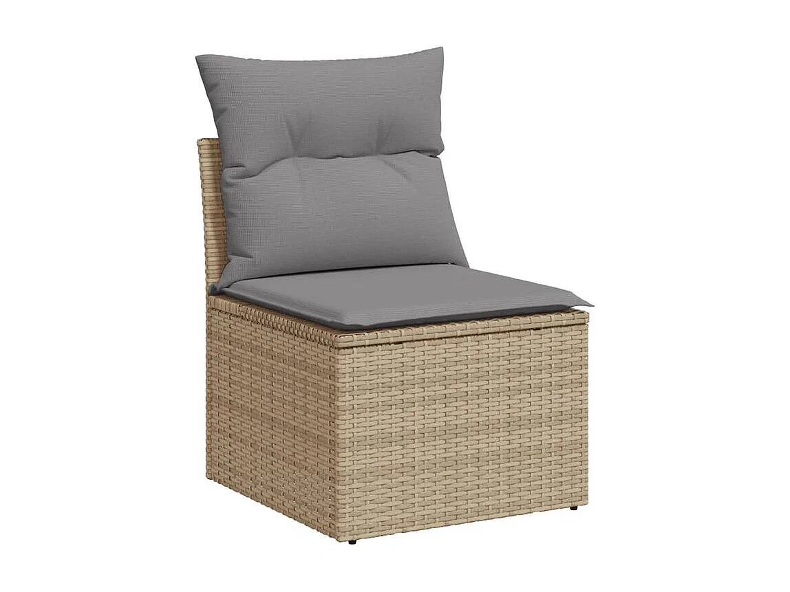 Salon de jardin avec coussins 7 pcs beige résine tressée