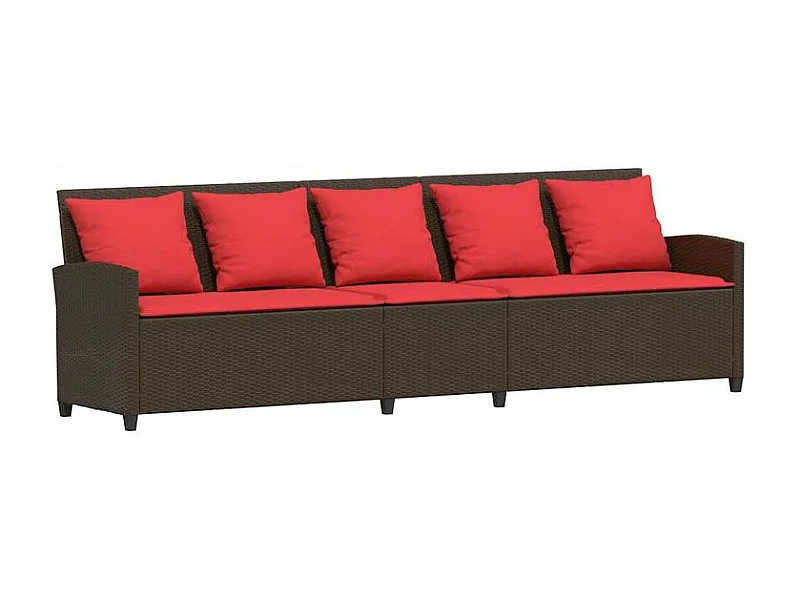 Canapé de jardin avec coussins 5 places brun résine tressée