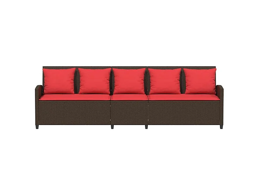 Canapé de jardin avec coussins 5 places brun résine tressée