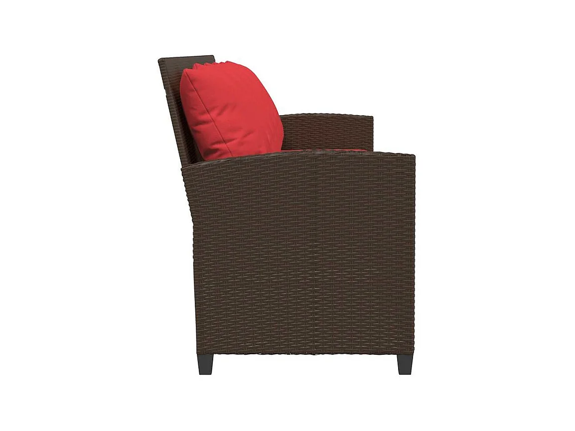 Canapé de jardin avec coussins 5 places brun résine tressée