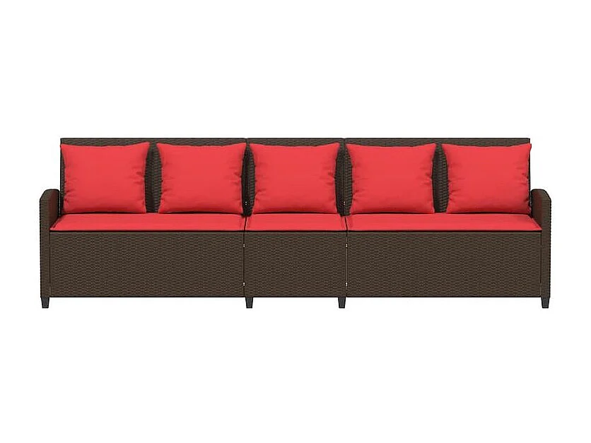 Canapé de jardin avec coussins 5 places brun résine tressée