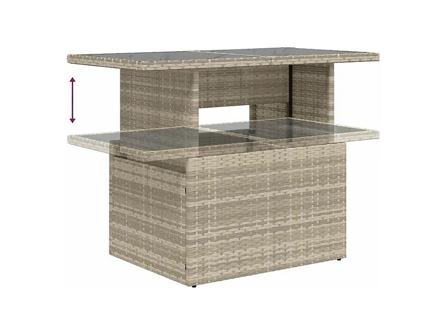 Salon de jardin avec coussins 7 pcs gris clair résine tressée