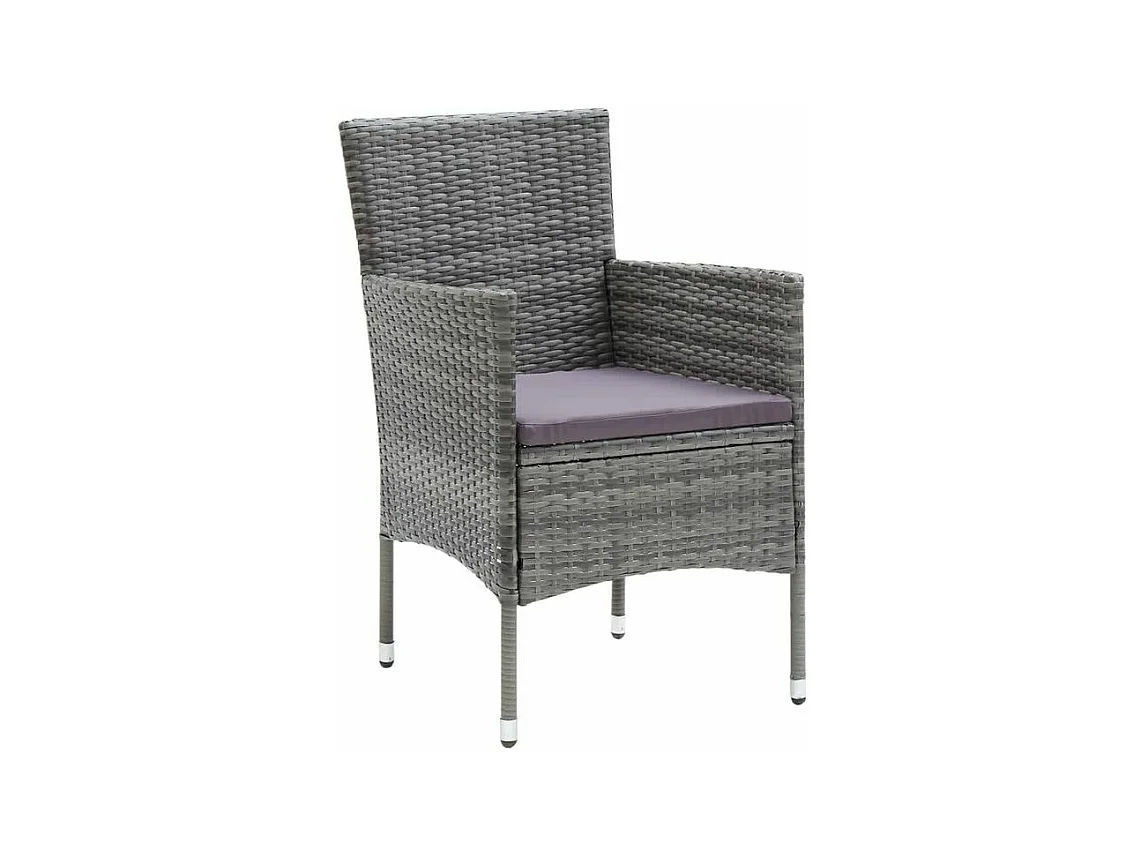 Mobilier à dîner de jardin et coussins 5pcs Résine tressée Gris