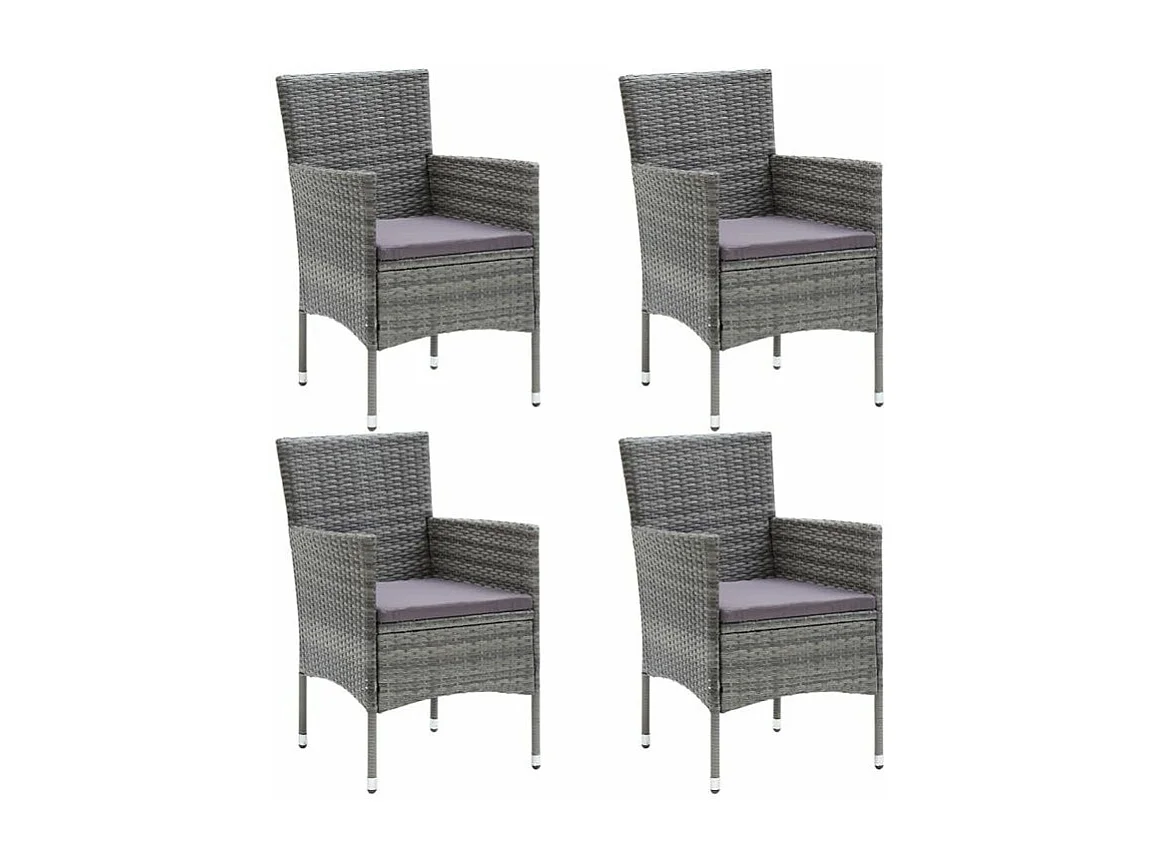 Mobilier à dîner de jardin et coussins 5pcs Résine tressée Gris