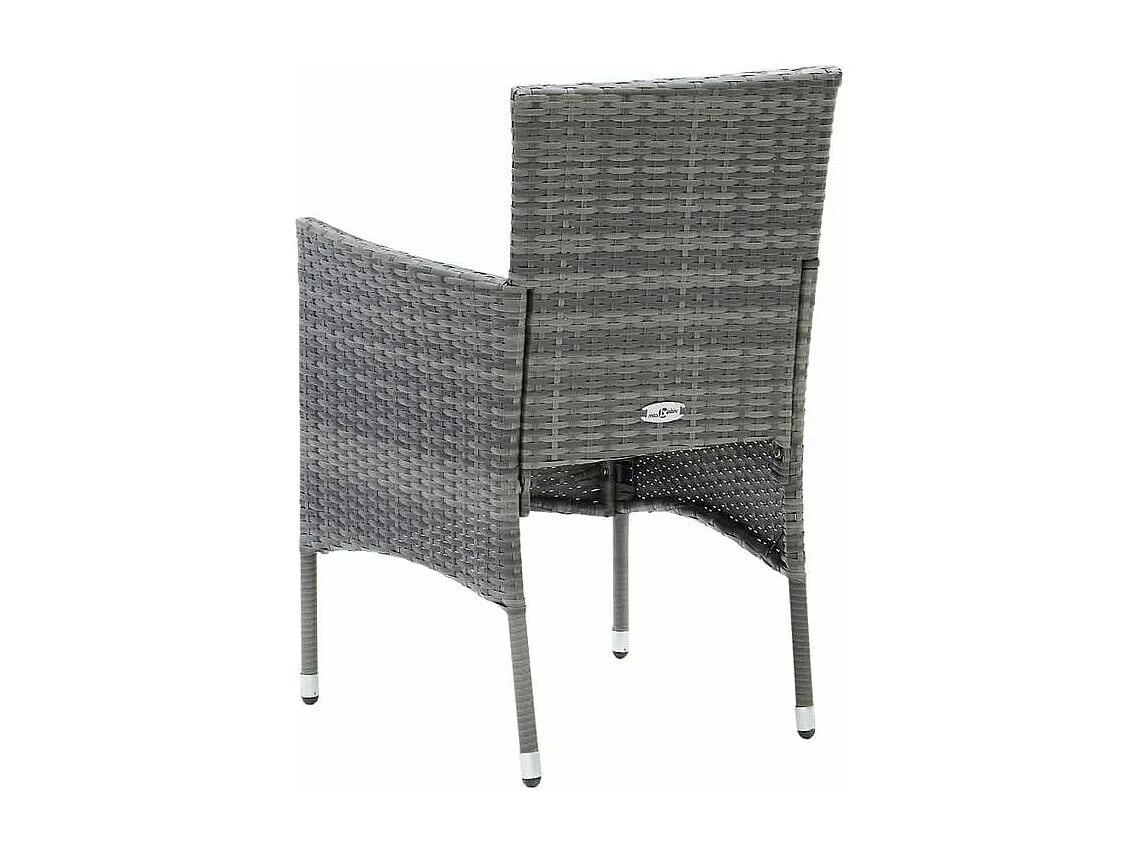 Mobilier à dîner de jardin et coussins 5pcs Résine tressée Gris