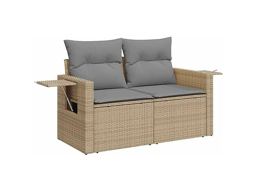 Salon de jardin avec coussins 6 pcs beige résine tressée