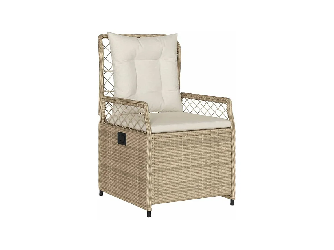 Ensemble à manger de jardin et coussins 3 pcs Beige poly rotin