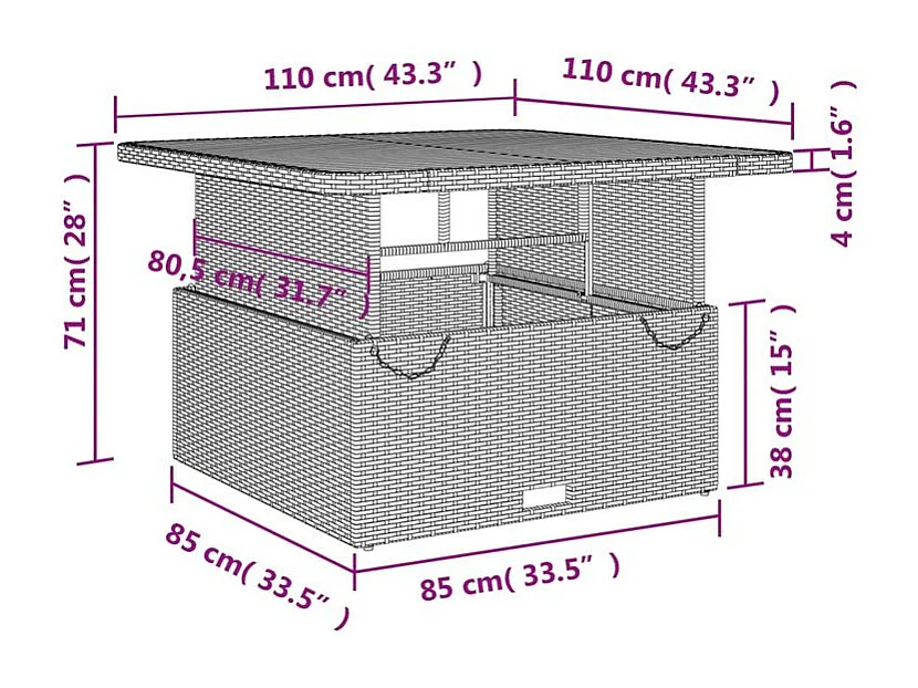 Ensemble à manger de jardin 4 pcs avec coussins noir