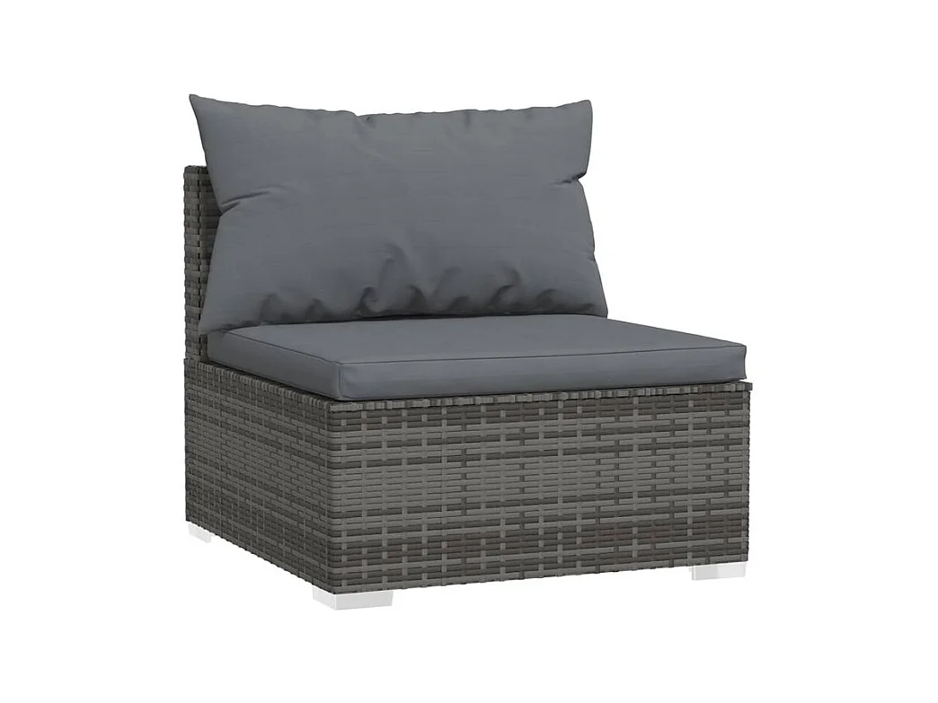 Salon de jardin 5 pcs avec coussins Résine tressée Gris