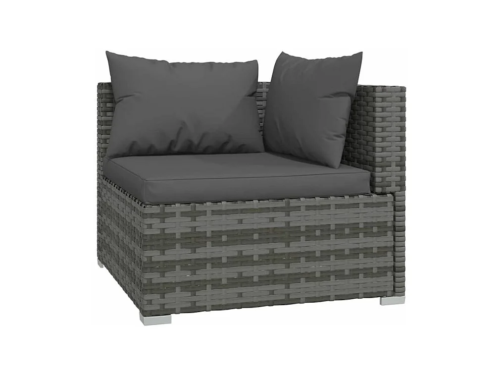 Salon de jardin 5 pcs avec coussins Résine tressée Gris