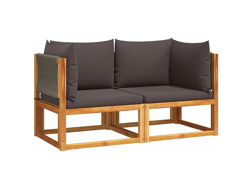 Canapés d'angle de jardin et coussins 2pcs bois massif d'acacia