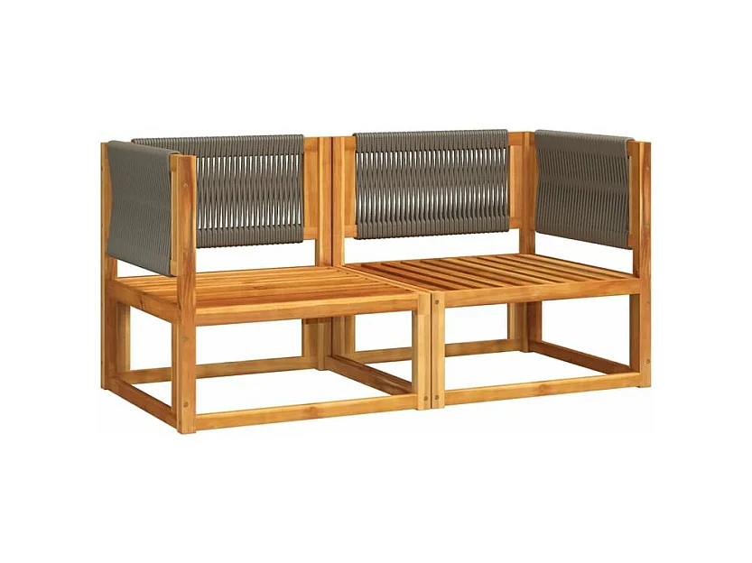 Canapés d'angle de jardin et coussins 2pcs bois massif d'acacia
