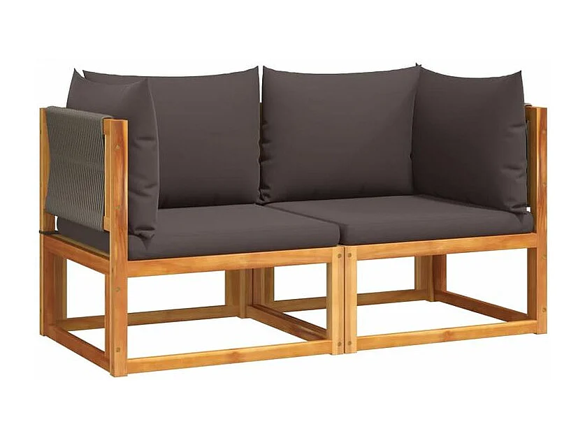 Canapés d'angle de jardin et coussins 2pcs bois massif d'acacia