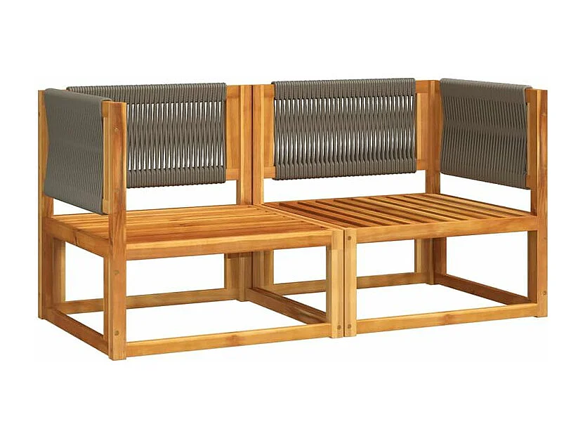 Canapés d'angle de jardin et coussins 2pcs bois massif d'acacia