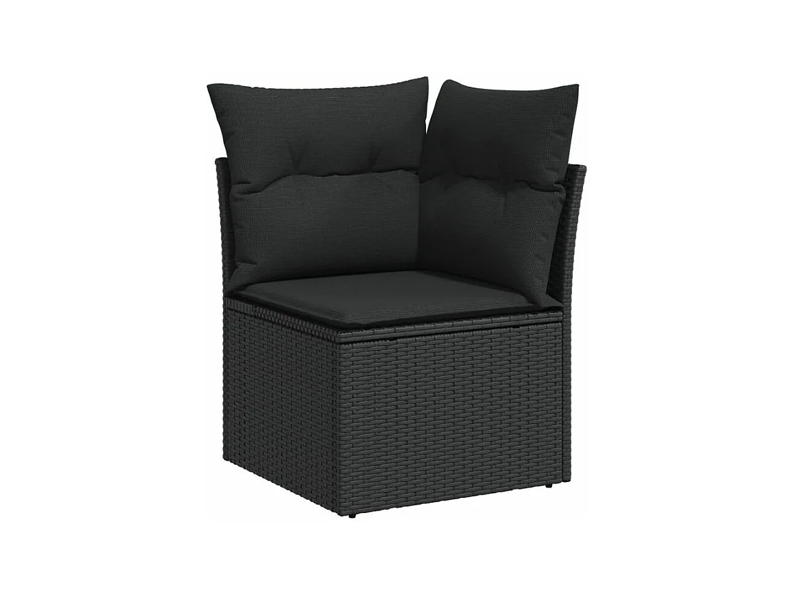 Salon de jardin 8 pcs avec coussins noir résine tressée