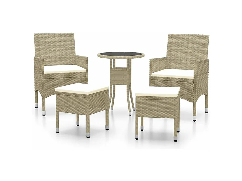 Salon de jardin 5 pcs Résine tressée Beige