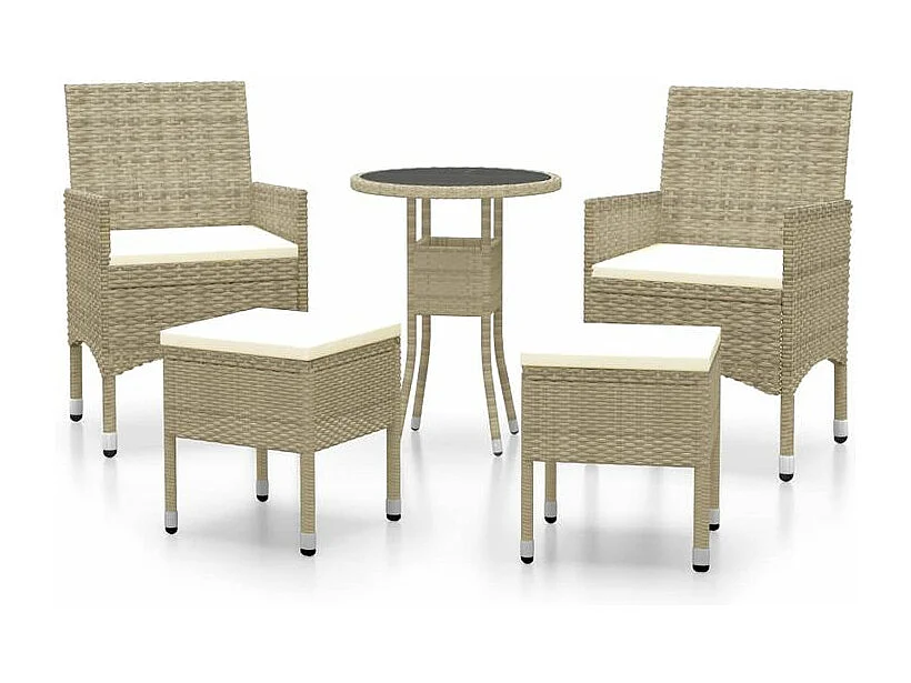 Salon de jardin 5 pcs Résine tressée Beige