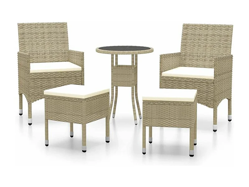 Salon de jardin 5 pcs Résine tressée Beige