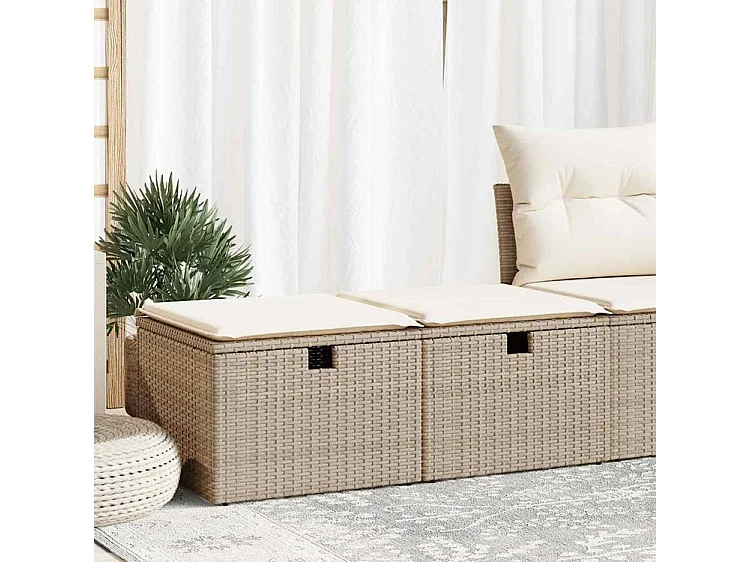 Salon de jardin avec coussins 2 pcs beige résine tressée acacia