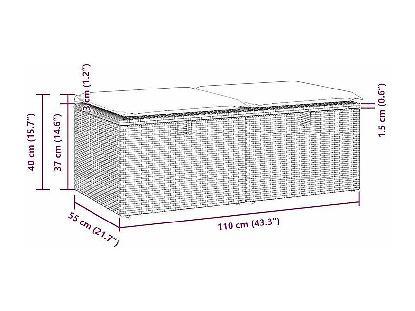 Salon de jardin avec coussins 2 pcs beige résine tressée acacia