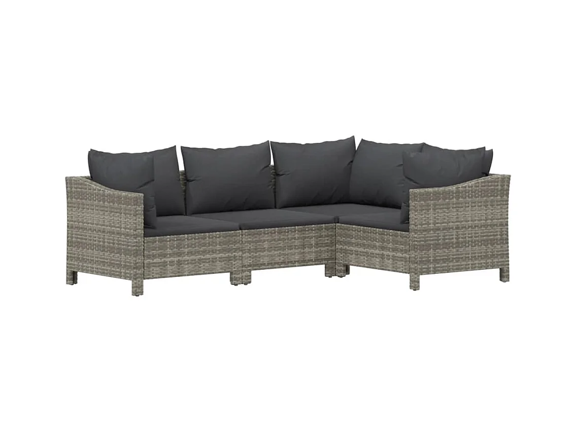 Salon de jardin 8 pcs avec coussins Gris Résine tressée